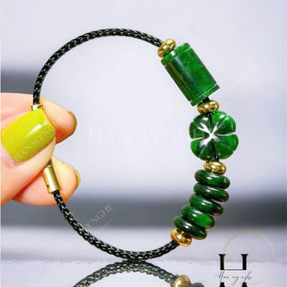 Vòng tay lu thống tài lộc + cỏ 4 lá + ngũ điếu đá ngọc sơn thủy HANMYNGHE
