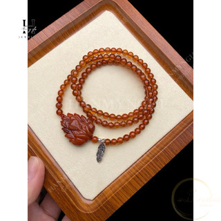 Vòng tay quấn 3 vòng đá garnet mix hồ ly HANMYNGHE