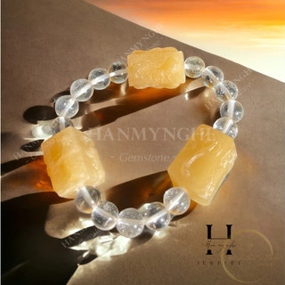 Vòng tay vượng tài - tam hợp đá ngọc hoàng long HANMYNGHE