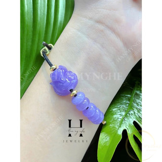 Vòng tay hồ ly mix ngũ điếu đá ngọc cẩm thạch tím khoai môn HANMYNGHE