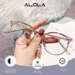 Gọng kính Kim Loại Nam Nữ ALOLA Tròn Chống Ánh Sáng Xanh Kính Đổi Màu Khi Ra Nắng