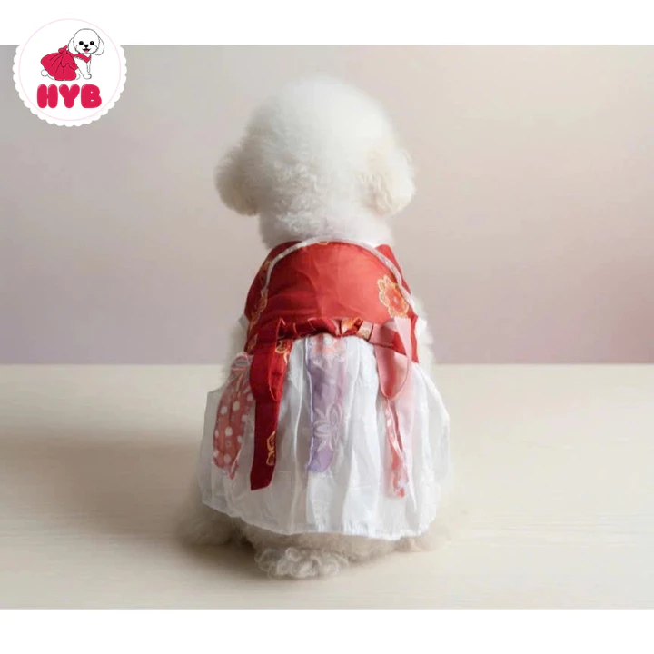 Đồ Cổ Trang Hanfu màu đỏ Cho Chó Mèo kích thước 3kg - 7kg - Áo dài Tết Đồ Tết Váy đầm công chúa chó mèo