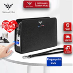 Ví Cầm Tay Nam Khóa Vân Tay Da Bò, Clutch Nam Hàng Hiệu WilliamPoLo Túi kẹp nách nam Cao Cấp WLC18 size 25.5cm — ảnh 1