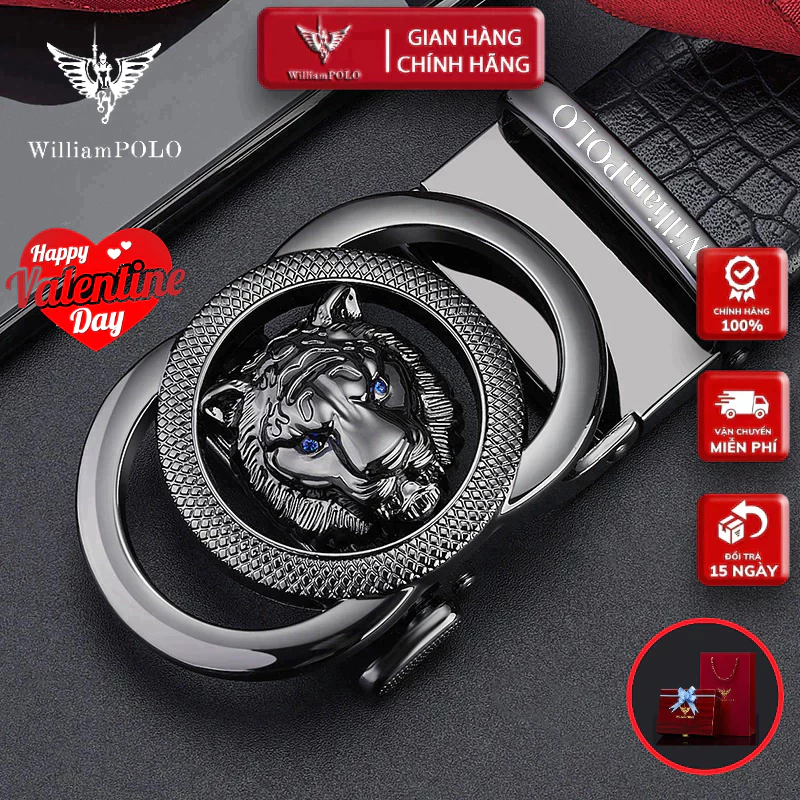 Thắt Lưng Nam Hàng Hiệu WilliamPOLO, Dây Nịt Nam Da Bò Thật 100% Cao Cấp WP7910 Hộp Gỗ Làm Quà Tặng — ảnh 1