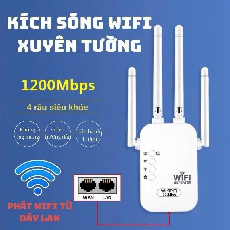 Kích Sóng Wifi 6 Râu Tốc Độ Cao 1200mbps Phát Xuyên Tường Kết Nối Xa Mở Rộng Vùng Phủ Sóng - ảnh 5