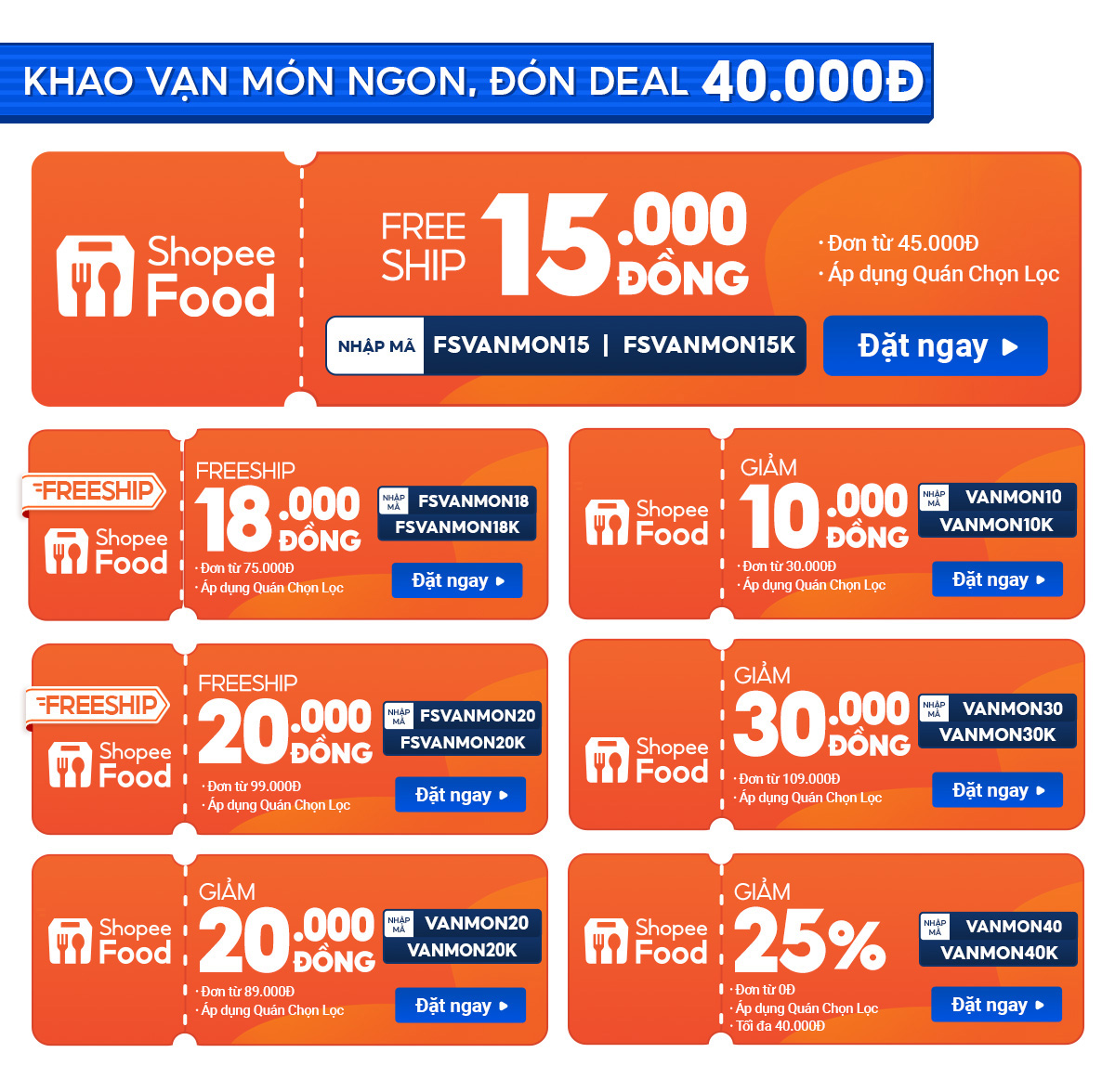 Đặt đồ ăn ShopeeFood