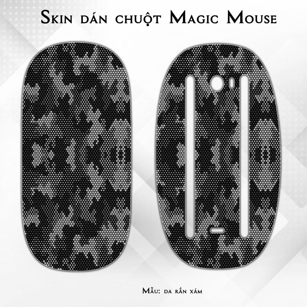 Skin dán chuột Magic Mouse mẫu da rắn xám | Film 3M | Custom theo yêu cầu
