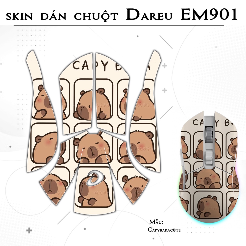 Skin dán chuột Dareu EM901 mẫu Capybaracute | Film 3M | custom miếng dán theo yêu cầu