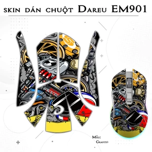 Skin dán chuột Dareu EM901 mẫu Grafiti | Film 3M | custom miếng dán theo yêu cầu