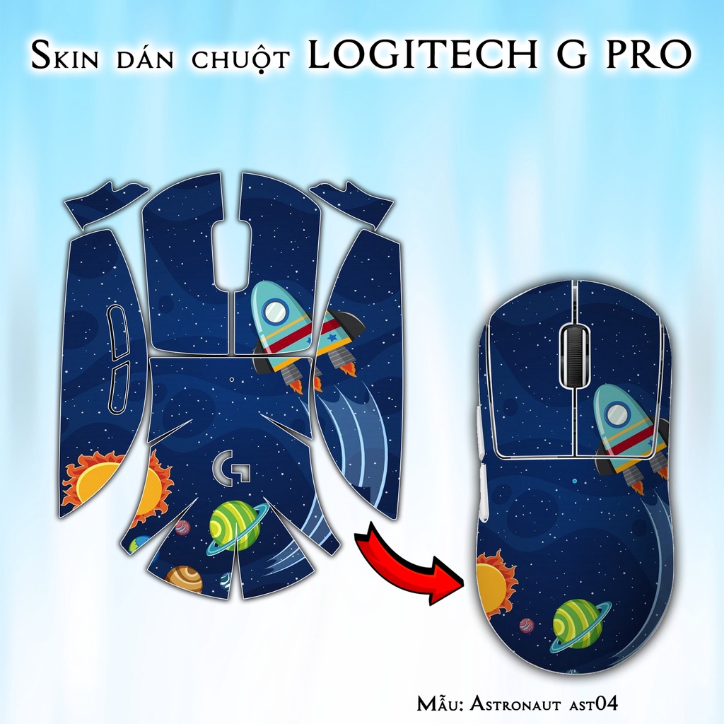Skin dán chuột Logitech G Pro / Pro X Superlight mẫu Astronaut ast04 | Miếng dán Film 3M chống trượt