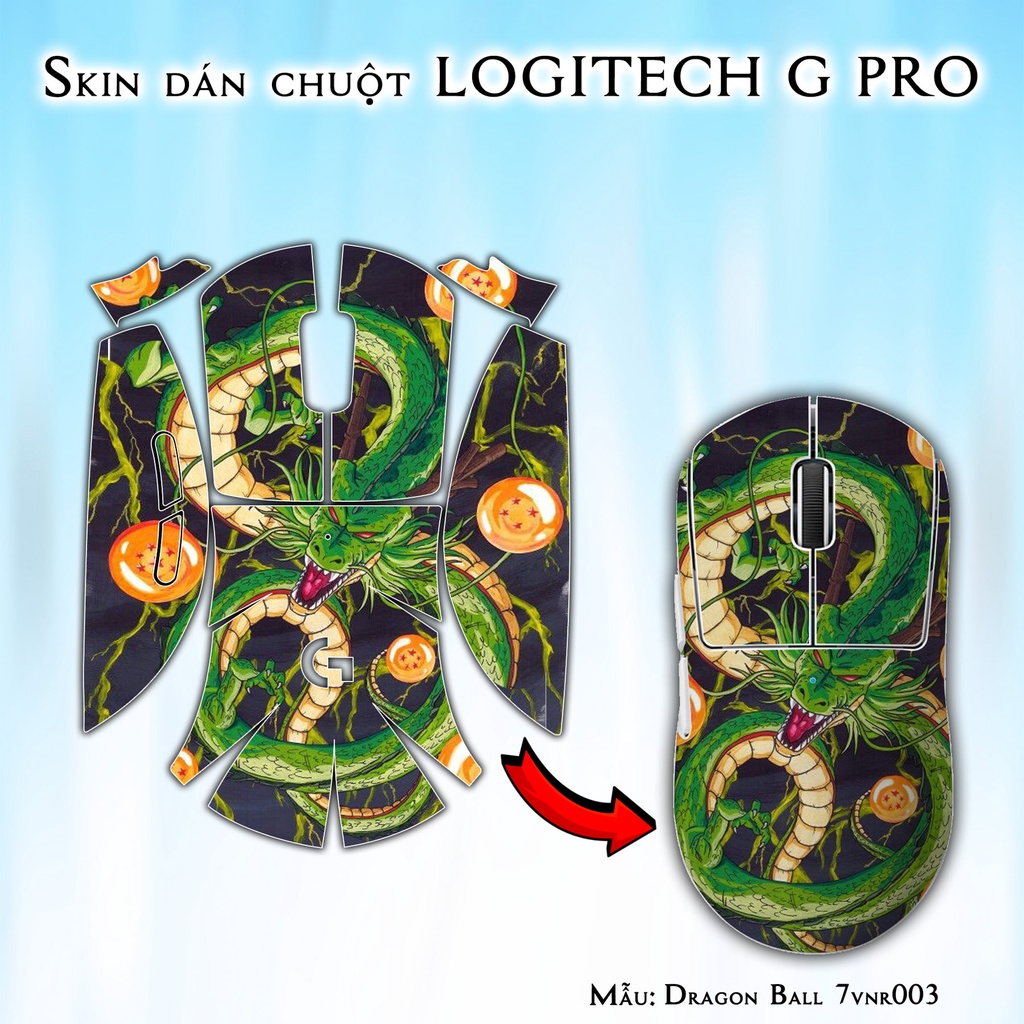 Skin dán chuột Logitech G Pro / Pro X Superlight mẫu Dragon Ball 7vnr003 | Miếng dán Film 3M chống trượt