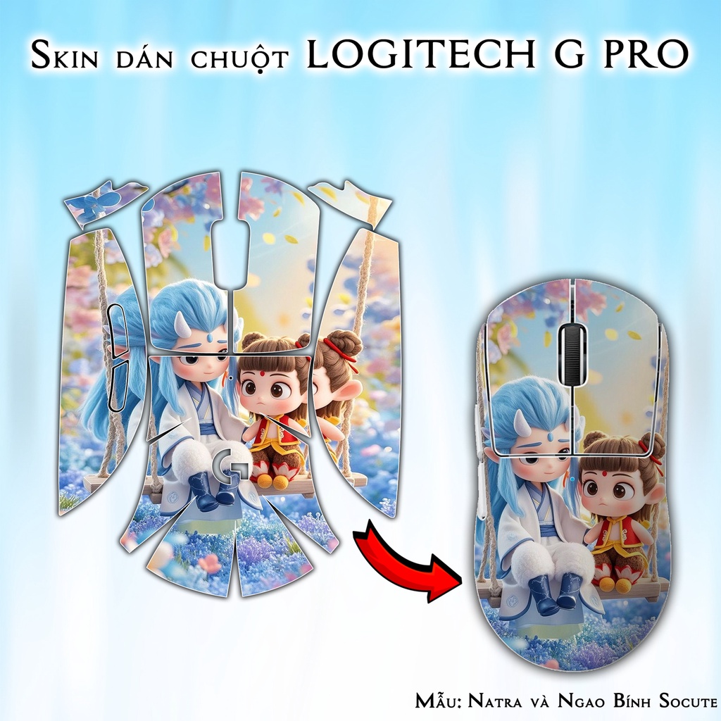 Skin dán chuột Logitech G Pro / Pro X Superlight mẫu Natra và Ngao Bính Socute nt16 | Miếng dán Film 3M chống trượt
