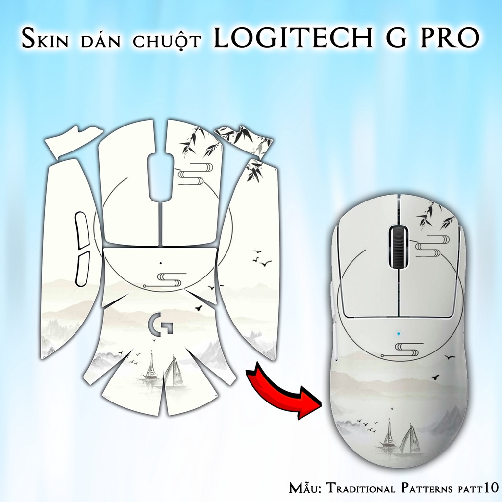 Skin dán chuột Logitech G Pro / Pro X Superlight mẫu Traditional Patterns patt10 | Miếng dán Film 3M chống trượt