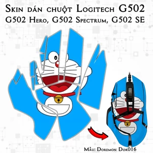 Skin dán chuột Logitech G502 mẫu Doremon Dor016 | Miếng dán Film 3M chống trơn trượt