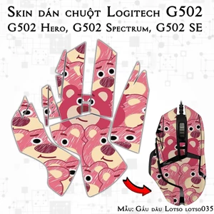 Skin dán chuột Logitech G502 mẫu Gấu dâu Lotso lotso035 | Miếng dán Film 3M chống trơn trượt