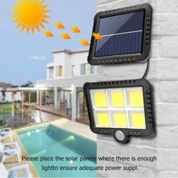 Bộ Đèn Năng Lượng Mặt Trời Siêu Sáng Cob 6 Led F120 16X14Cm Kèm Giá Đỡ Và Remote Điều Khiển Cao Cấp