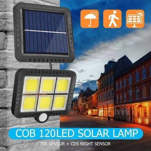 Bộ Đèn Năng Lượng Mặt Trời Siêu Sáng Cob 6 Led F120 16X14Cm Kèm Giá Đỡ Và Remote Điều Khiển Cao Cấp