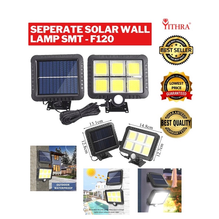 Bộ Đèn Năng Lượng Mặt Trời Siêu Sáng Cob 6 Led F120 16X14Cm Kèm Giá Đỡ Và Remote Điều Khiển Cao Cấp