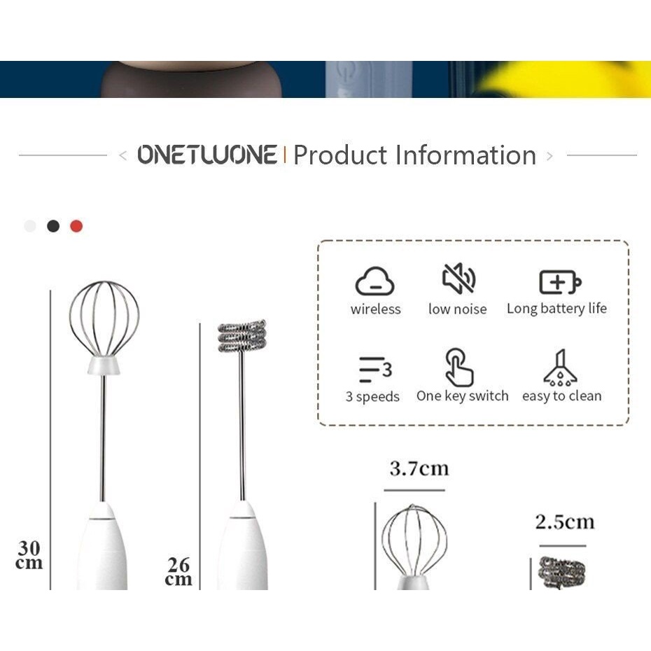 Máy Đánh Trứng, Cafe Tạo Bọt 2 Đầu Sạc Usb Milk Forther 3 Cấp Độ