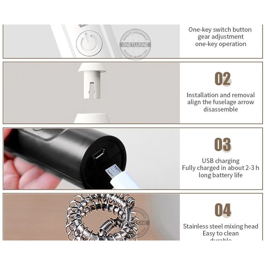Máy Đánh Trứng, Cafe Tạo Bọt 2 Đầu Sạc Usb Milk Forther 3 Cấp Độ