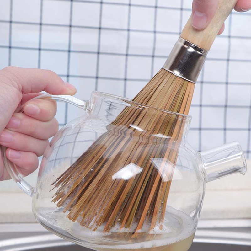 Dụng Cụ Rửa Chảo Bằng Tre 25Cm Chuyên Dùng Cọ Chà Rửa Nồi, Chảo Siêu Nhanh