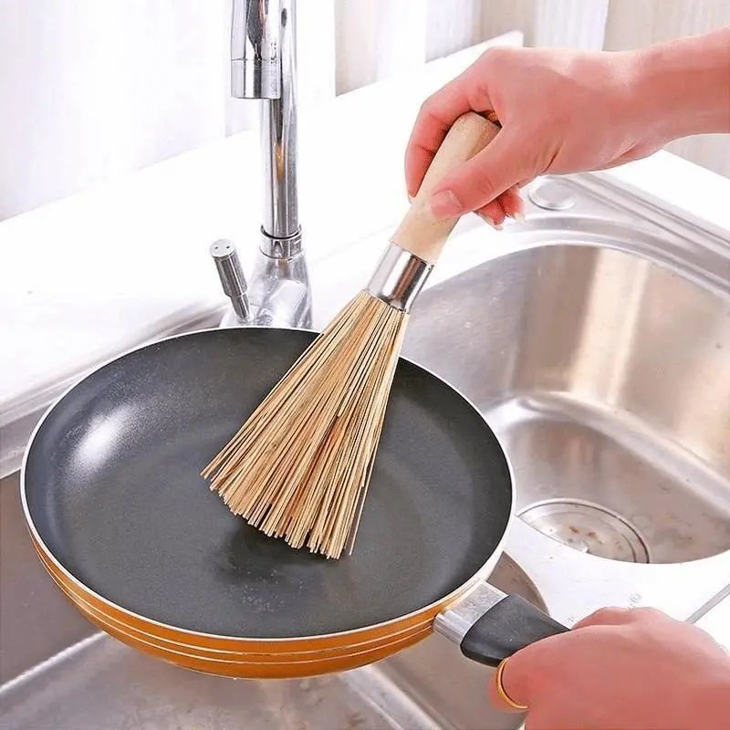 Dụng Cụ Rửa Chảo Bằng Tre 25Cm Chuyên Dùng Cọ Chà Rửa Nồi, Chảo Siêu Nhanh