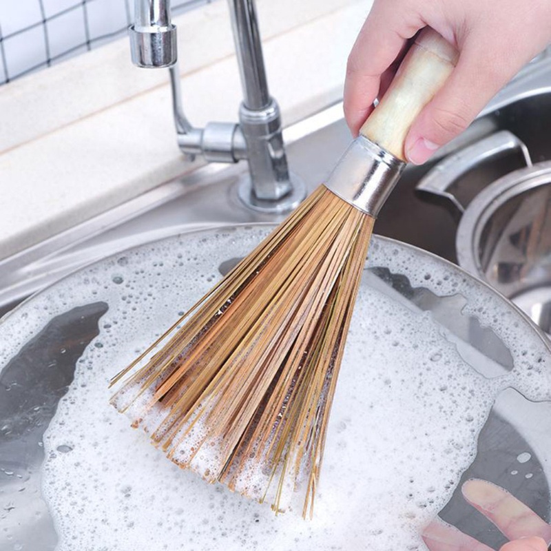 Dụng Cụ Rửa Chảo Bằng Tre 25Cm Chuyên Dùng Cọ Chà Rửa Nồi, Chảo Siêu Nhanh