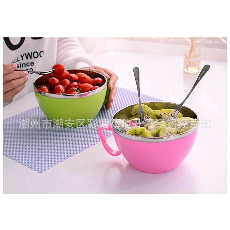 Tô Inox 2 Lớp Hàn Quốc 900Ml Có Nắp Đậy Giữ Nhiệt Ăn Mì, Đựng Cơm Văn Phòng, Rau Củ Quả Đa Năng