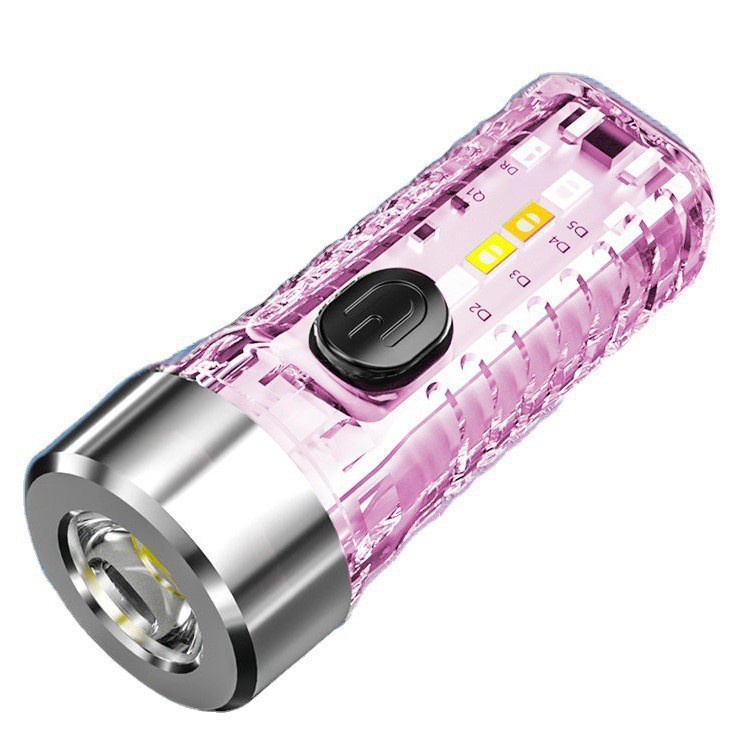 Đèn Pin Sạc Mini Qb-316 3 Chế Độ Sáng 4 Led Cob Chớp Nhiều Màu Có Móc Khóa Tiện Lợi