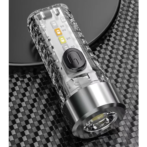 Đèn Pin Sạc Mini Qb-316 3 Chế Độ Sáng 4 Led Cob Chớp Nhiều Màu Có Móc Khóa Tiện Lợi
