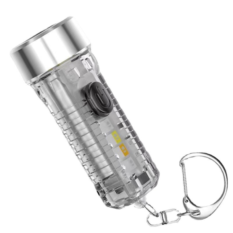Đèn Pin Sạc Mini Qb-316 3 Chế Độ Sáng 4 Led Cob Chớp Nhiều Màu Có Móc Khóa Tiện Lợi