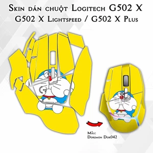 Skin dán chuột Logitech G502X mẫu Doremon Dor042 | Miếng dán Film 3M chống trơn trượt