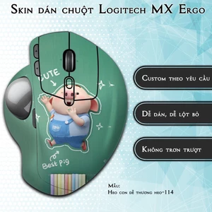 Skin dán chuột Logitech MX Ergo mẫu Heo con dễ thương heo-114 | Miếng dán Film 3M chống trơn trượt