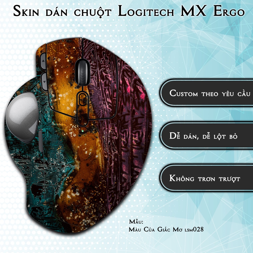 Skin dán chuột Logitech MX Ergo mẫu Màu Của Giấc Mơ lsm028 | Miếng dán Film 3M chống trơn trượt