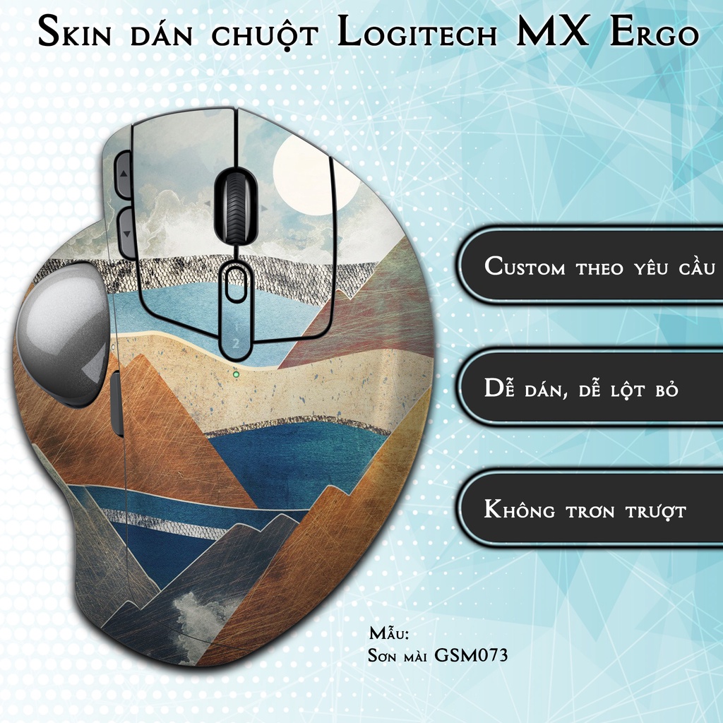 Skin dán chuột Logitech MX Ergo mẫu Sơn mài GSM073 | Miếng dán Film 3M chống trơn trượt