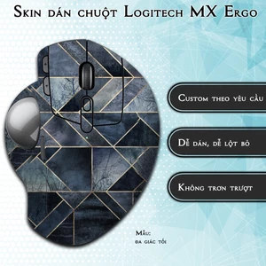 Skin dán chuột Logitech MX Ergo mẫu đa giác tối | Miếng dán Film 3M chống trơn trượt