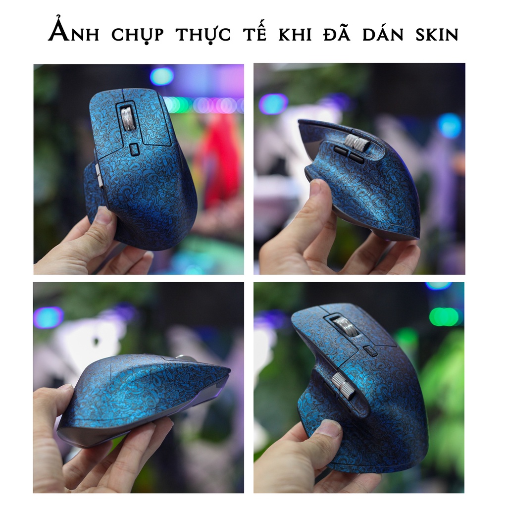 Skin dán chuột Logitech MX Master 2s / 3 / 3s mẫu đá đen xếp lẫn | Miếng dán Film 3M chống trơn trượt