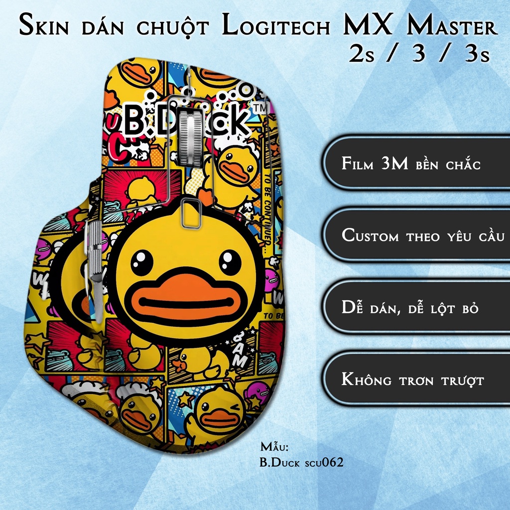Skin dán chuột Logitech MX Master 2s / 3 / 3s mẫu B.Duck scu062 | Miếng dán Film 3M chống trơn trượt