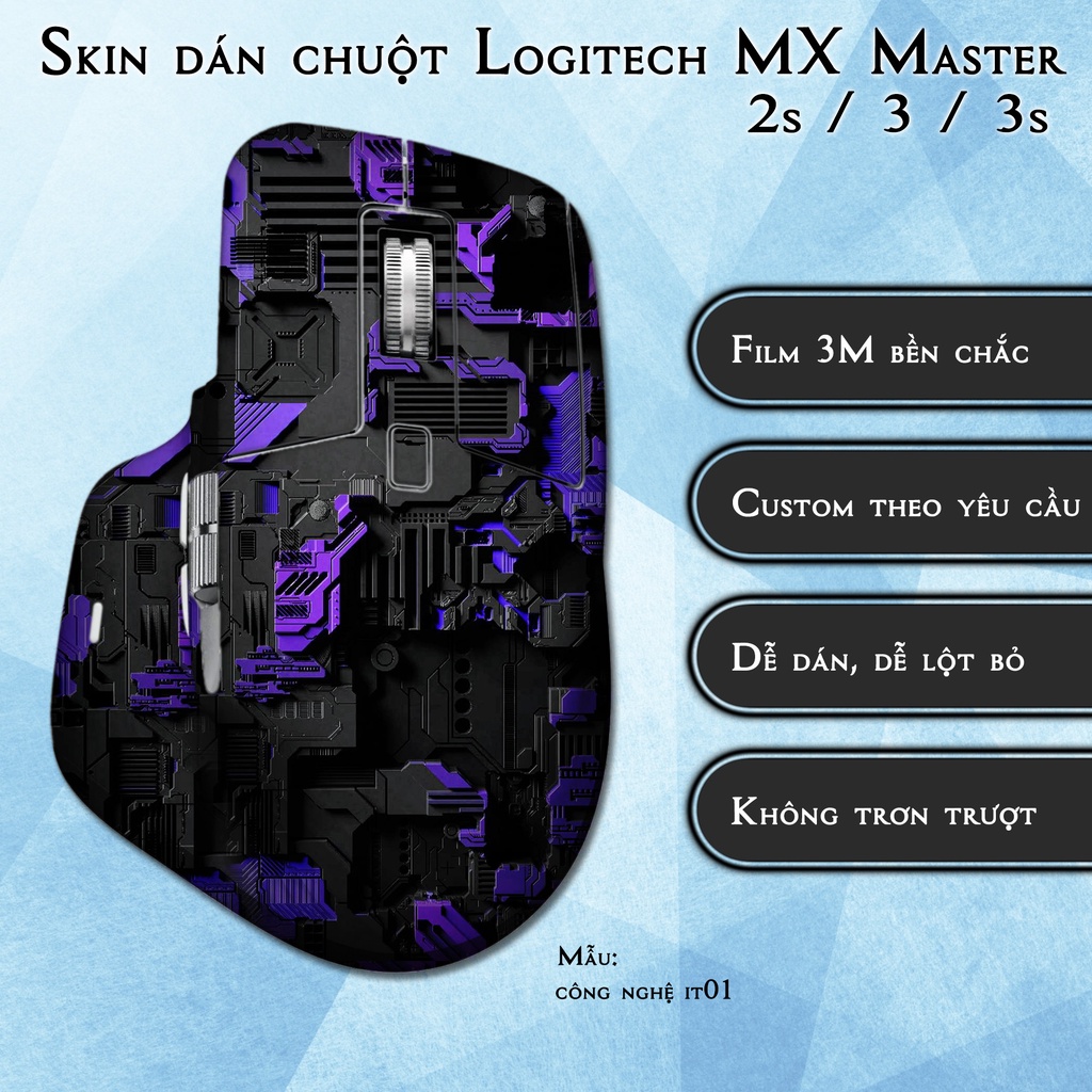 Skin dán chuột Logitech MX Master 2s / 3 / 3s mẫu công nghệ it01 | Miếng dán Film 3M chống trơn trượt