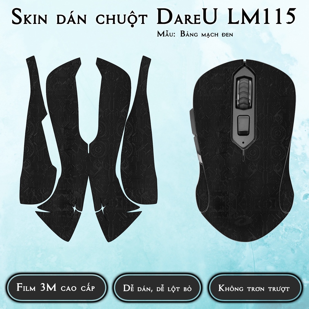 Skin dán chuột DareU LM115 mẫu Bảng mạch đen | Miếng dán chống trơn trượt