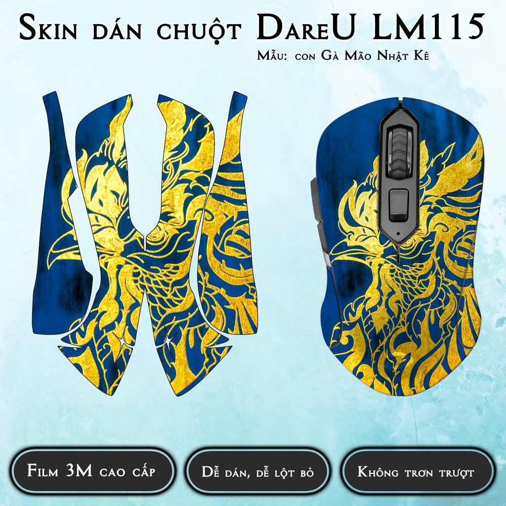 Skin dán chuột DareU LM115 mẫu con Gà Mão Nhật Kê | Miếng dán chống trơn trượt