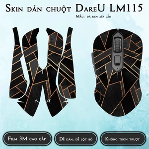 Skin dán chuột DareU LM115 mẫu đá đen xếp lẫn | Miếng dán chống trơn trượt