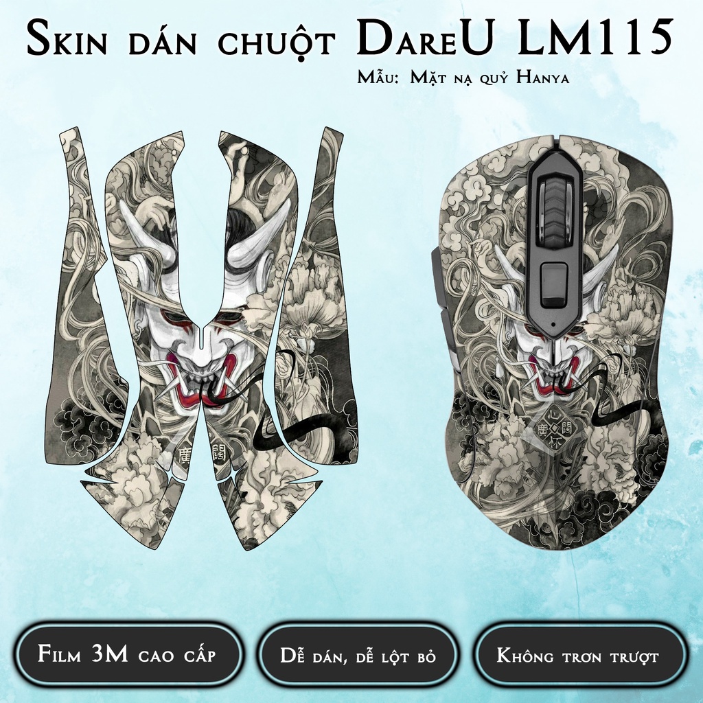 Skin dán chuột DareU LM115 mẫu Mặt nạ quỷ Hanya | Miếng dán chống trơn trượt