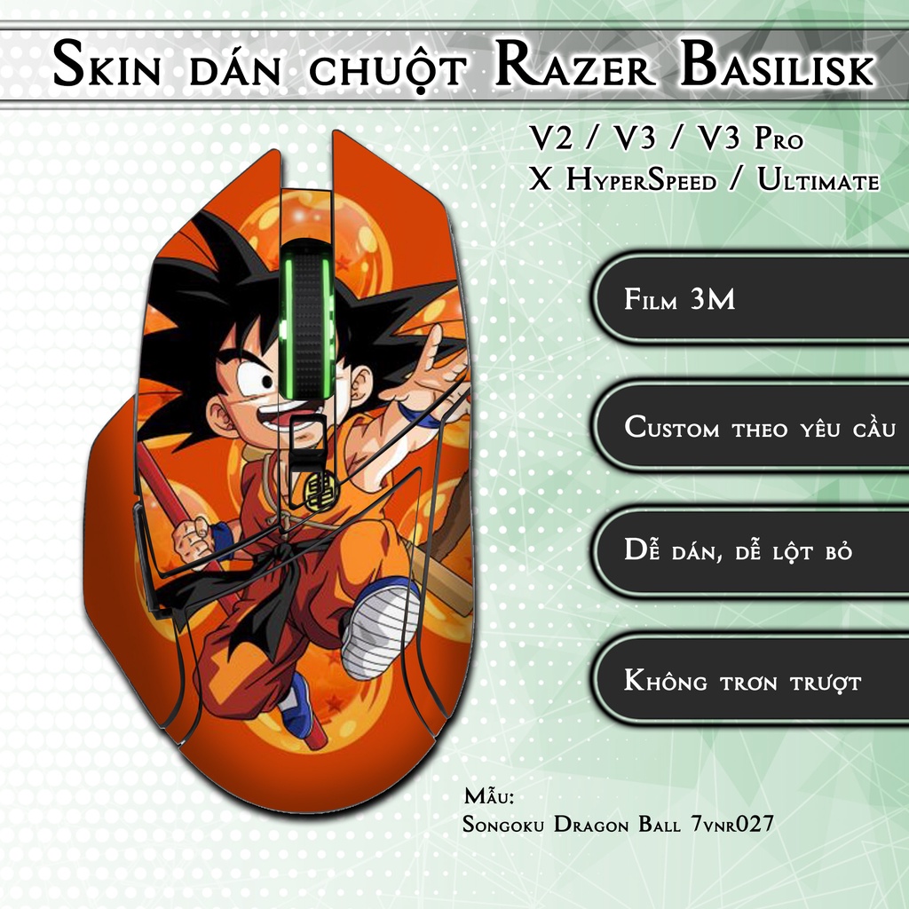 Skin dán chuột Razer Basilisk mẫu Songoku Dragon Ball 7vnr027 | Miếng ...