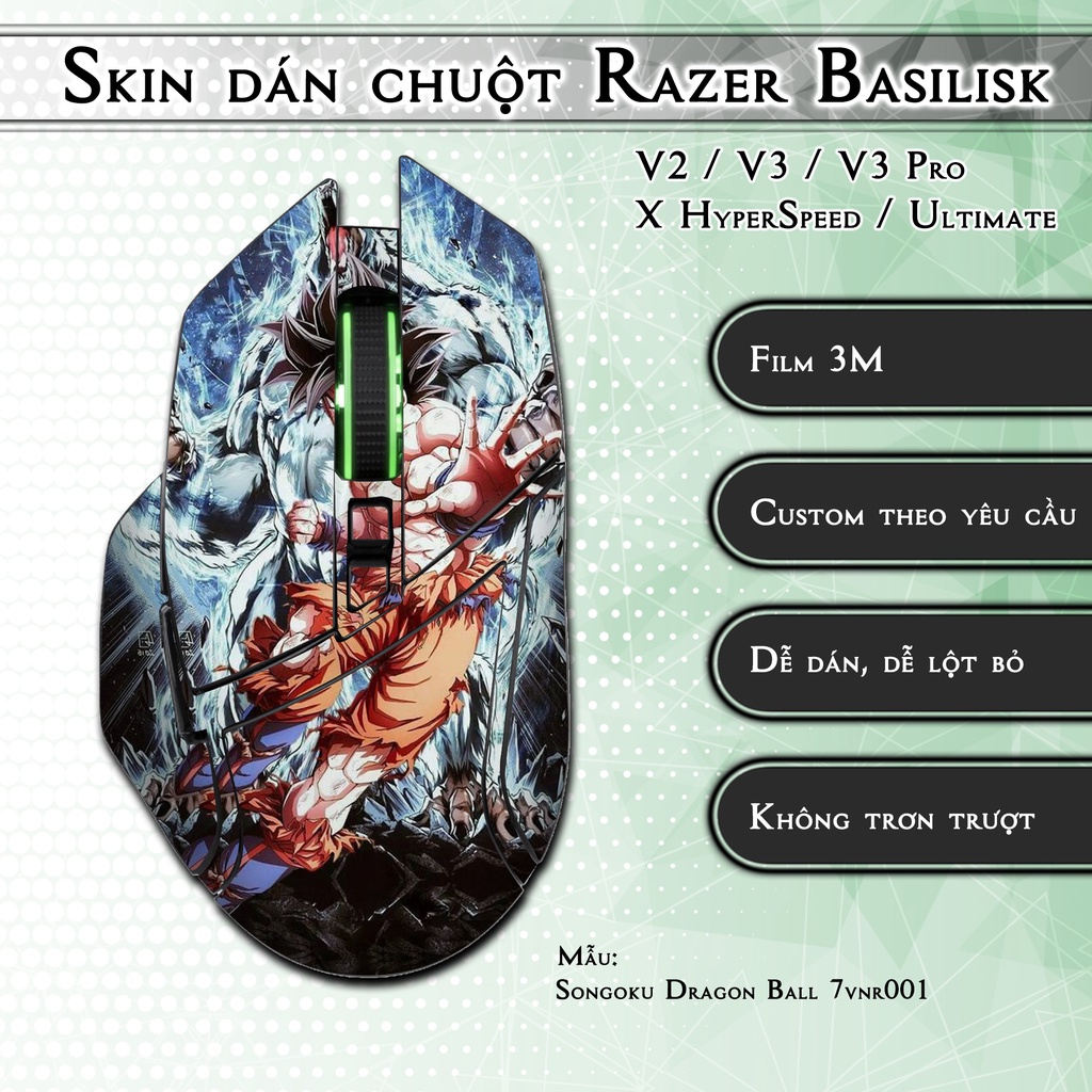 Skin dán chuột Razer Basilisk mẫu Songoku Dragon Ball 7vnr001 | Miếng ...