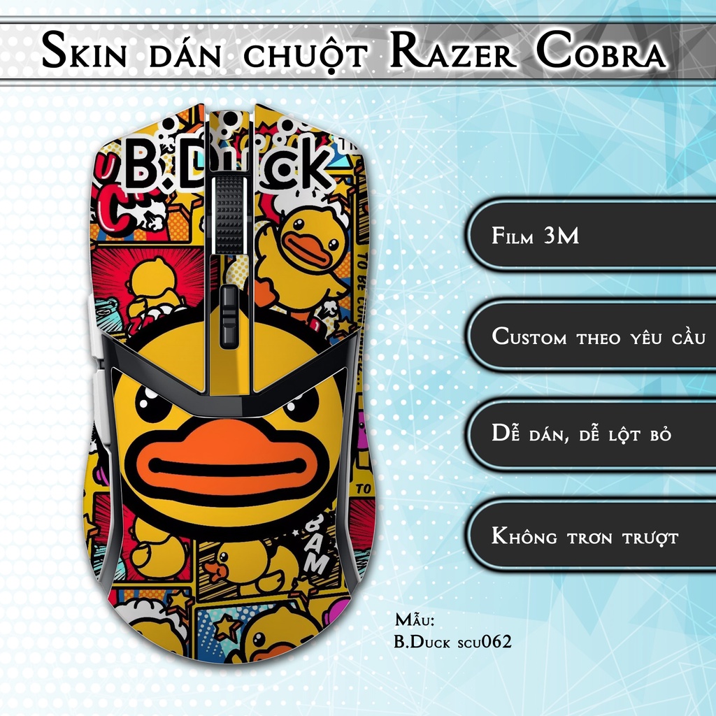 Skin dán chuột Razer Cobra mẫu B.Duck scu062 | Miếng dán 3M chống trơn trượt