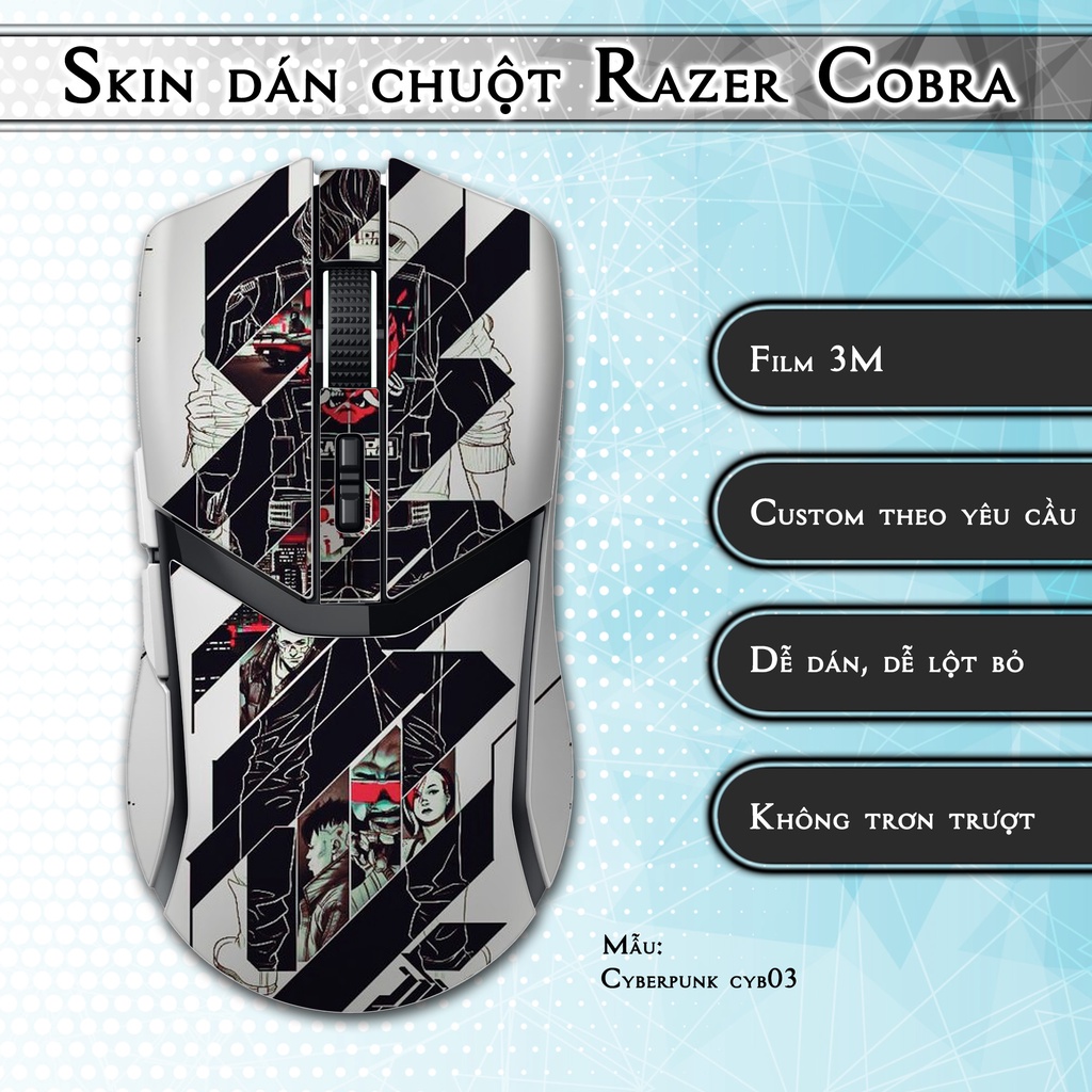 Skin dán chuột Razer Cobra mẫu Cyberpunk cyb03 | Miếng dán 3M chống trơn trượt