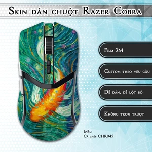 Skin dán chuột Razer Cobra mẫu Cá chép CHR045 | Miếng dán 3M chống trơn trượt