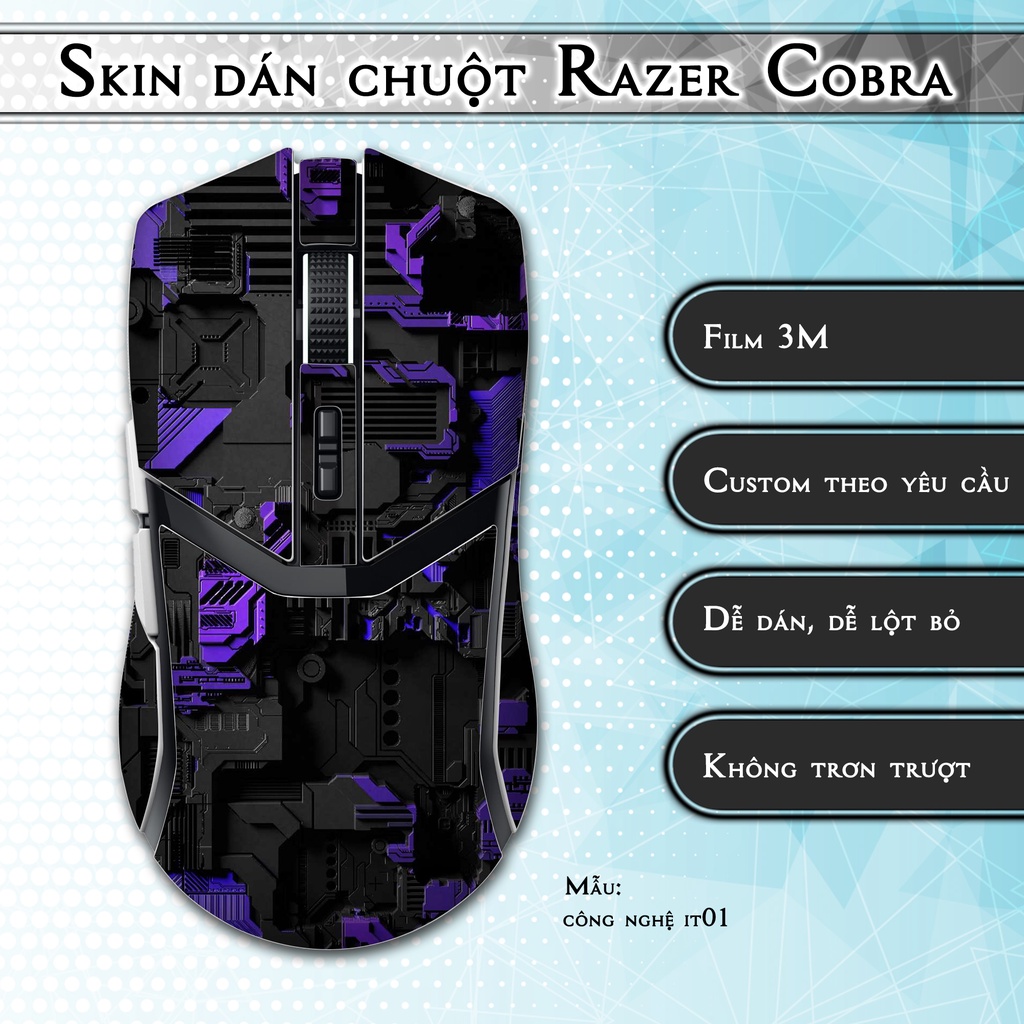 Skin dán chuột Razer Cobra mẫu công nghệ it01 | Miếng dán 3M chống trơn trượt
