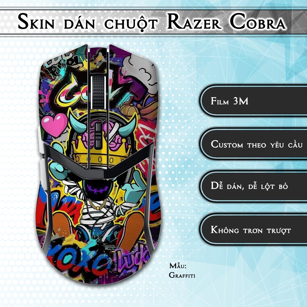Skin dán chuột Razer Cobra mẫu Graffiti | Miếng dán 3M chống trơn trượt